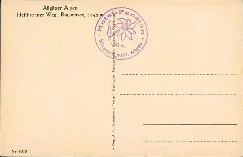 Oberstdorf (Allgäu) Allgäuer Alpen, Heilbronner Weg: Rappensee 2047m 1931