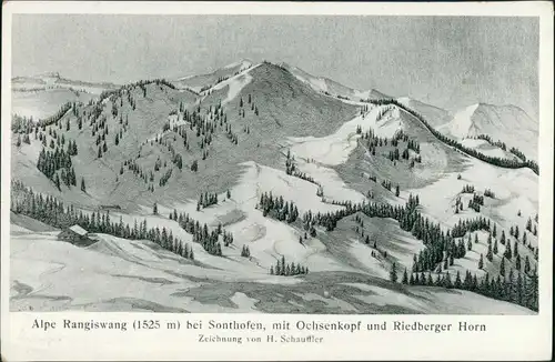 Sonthofen Alpe Rangiswand (1525m) mit Ochsenkopf und Riedberger Horn 1926