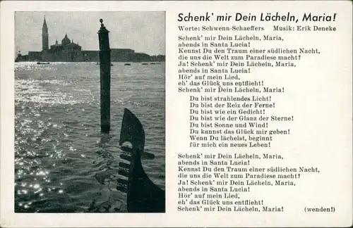 Ansichtskarte Liedkarten - Schenk' mir Dein Lächeln, Marie b1940