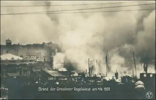 Foto Dresden Brand der Dresdener Vogelwiesen 1909 Privatfoto 