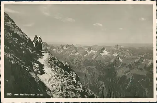 Ansichtskarte .Tirol Steinschartenkopf - Heilbronnerweg mit Bergsteiger 1949