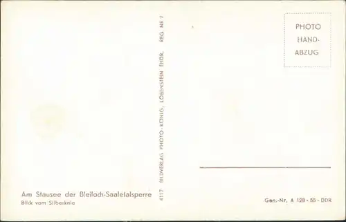 Ansichtskarte Saalburg-Ebersdorf (Saale) Bleilochtalsperre - Stausee 1955