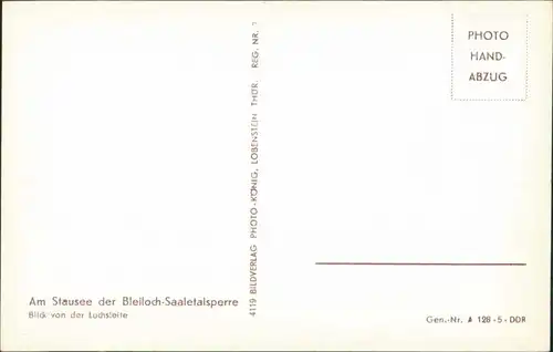 Ansichtskarte Saalburg-Ebersdorf (Saale) Am Stausee der Bleilochtalsperre 1960