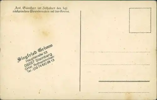 Gottesgab Erzgebirge Boží Dar Anton Günther  Elternhaus - Butzenlied 1912 #