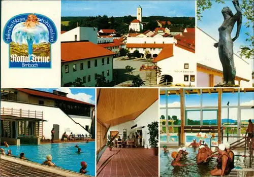 Ansichtskarte Bad Birnbach Ortsmitte, Plastik, Schwimmbad 1984