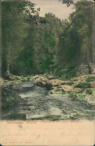 Ansichtskarte Rabenau Rabenauer Grund - Partie an der rothen Weisseritz 1907