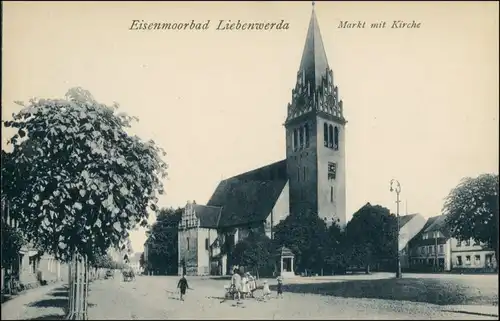 Ansichtskarte Bad Liebenwerda Markt mit Nikoleikirche 1918