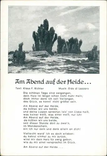 Ansichtskarte Liedkarte: Am Abend auf der Heide… - Klaus F. Richter 1940
