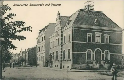 Ansichtskarte Elsterwerda Wikow Elsterstraße, und Postamt 1911 b
