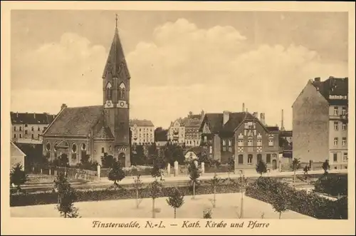 Ansichtskarte Finsterwalde Grabin Straße Kat. Kirche und Pfarre 1912 Rahmen