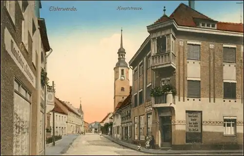 Elsterwerda Wikow Manufaktur, Geschäft - Hauptstraße 1918 coloriert