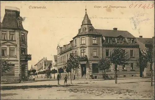 Ansichtskarte Elsterwerda Wikow Elsterstraße und Thiemigstrasse 1916