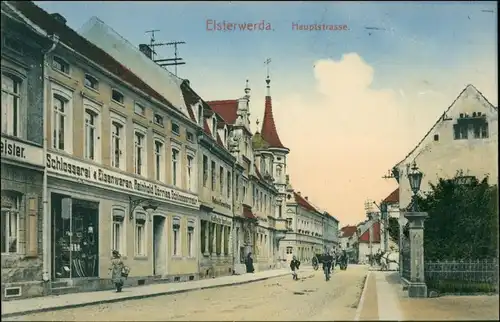 Ansichtskarte Elsterwerda Wikow Hauptstraße - Schlosserei 1915 coloriert