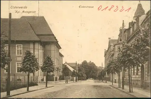 Ansichtskarte Elsterwerda Wikow Elsterstraße und Amtsgericht 1914