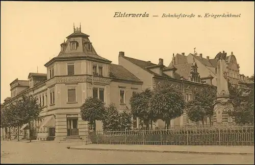 Ansichtskarte Elsterwerda Wikow Denkmalplatz und Bahnhofstraße 1916 g