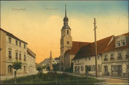 Ansichtskarte Elsterwerda Wikow Hauptstraße 1918 coloriert