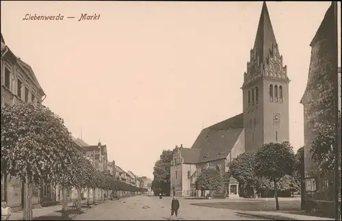 Ansichtskarte Bad Liebenwerda Marktplatz, Kirche 1913