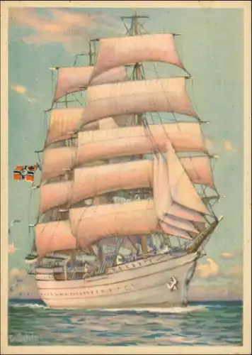 Ansichtskarte  Künstlerkarte WK2 Marine Gorch Fock Segelschiff 1940