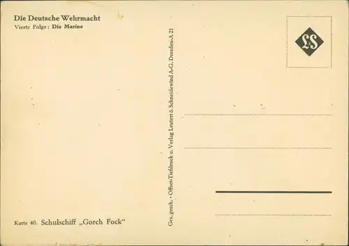 Ansichtskarte  Künstlerkarte WK2 Marine Gorch Fock Segelschiff 1940