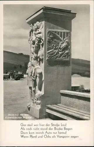 Ansichtskarte Rottenbuch Denkmal an der Echelsbacher Brücke 1934