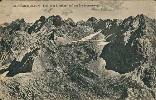Ansichtskarte Reutte Blick vom Biberkopf auf den Heilbronnerweg 1922