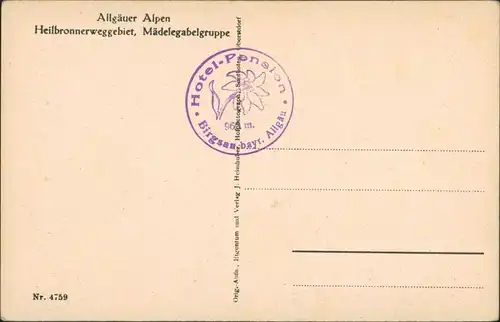 Holzgau Heilbronnerweggebiet, Mädelegabelgruppe, Allgäuer Alpen 1928