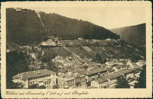 Ansichtskarte Bad Wildbad Stadt, Bergbahn 1913