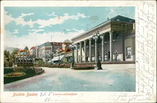 Ansichtskarte Baden-Baden Partie am Conversationshaus 1901