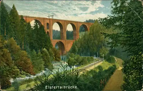 Ansichtskarte Jocketa-Pöhl Elstertalbrücke 1910