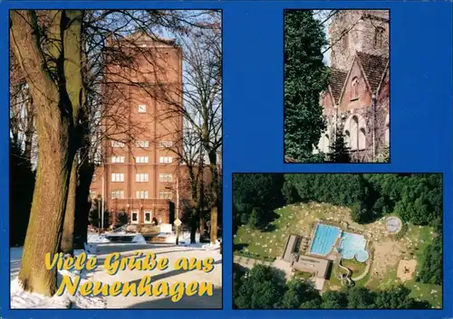 Ansichtskarte Neuenhagen bei Berlin Rathaus, ev. Kirche, Freibad 1995