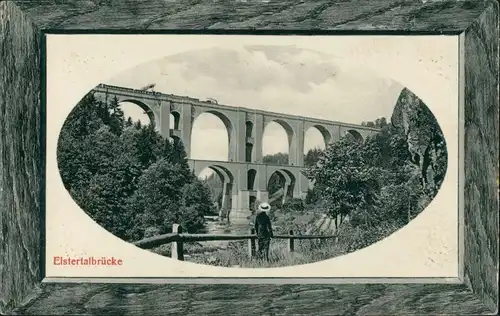 Ansichtskarte Jocketa-Pöhl Elstertalbrücke 1910 Passepartout