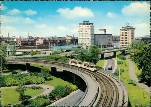 Ansichtskarte Mannheim Rheinbrücke und Blick zum Hafen 1964