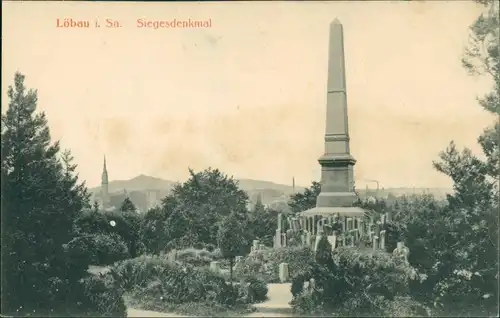 Ansichtskarte Löbau Stadt und Siegesdenkmal 1912