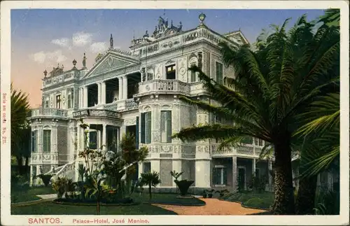 Postcard Santos Palace-Hotel Jose Menino 1929
