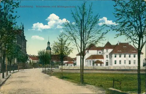 Ansichtskarte Radeburg Schulstrasse und Bildungsschulen 1914