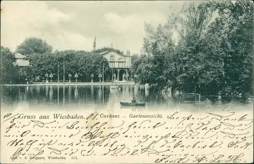 Ansichtskarte Wiesbaden Kurhaus - Gartenansicht 1901