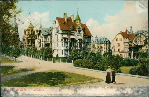 Postcard Karlsbad Karlovy Vary Westend - Straßenpartie 1912