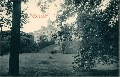 Ansichtskarte Waldenburg (Sachsen) Schloss - Parkseite 1914