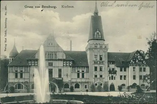 Ansichtskarte Bernburg (Saale) Kurhaus 1907 