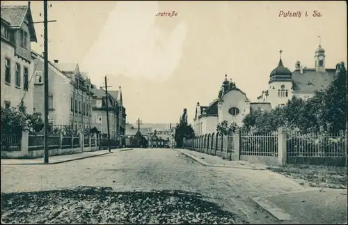 Ansichtskarte Pulsnitz Połčnica Straßenpartie 1913