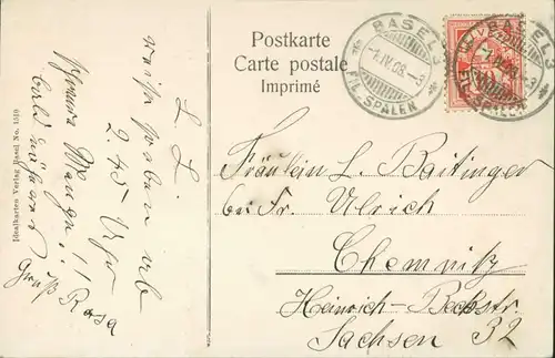 Ansichtskarte Basel Künstlerkarte, Microkarte 1906