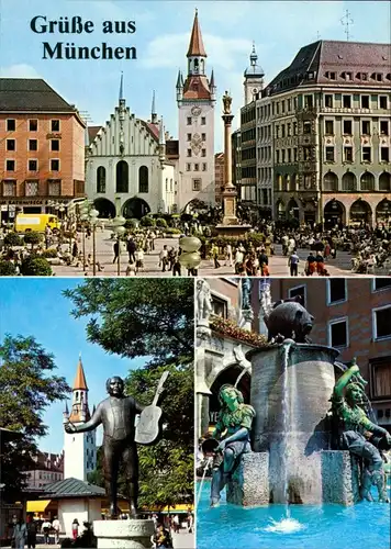 München Marienplatz, Fischbrunnen, Roider-Jackl-Brunnen Viktualienmarkt 1990
