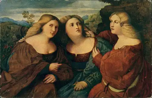 Ansichtskarte  Kunstgewerbe Museum - Palma Vecchio: Die drei Schwestern 1913
