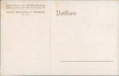 Ansichtskarte  Schwind: König Krofus u. d. Waldnymphe 1914
