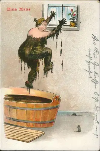 Ansichtskarte  Scherzkarten Kur Moorbad - Eine Maus 1935