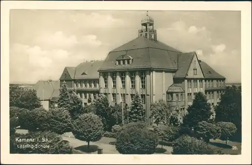 Ansichtskarte Kamenz Kamjenc Lessingschule 1934 