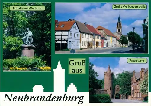 Neubrandenburg Fritz-Reuter-Denkmal, Große Wollweberstraße, Fangelturm 1995