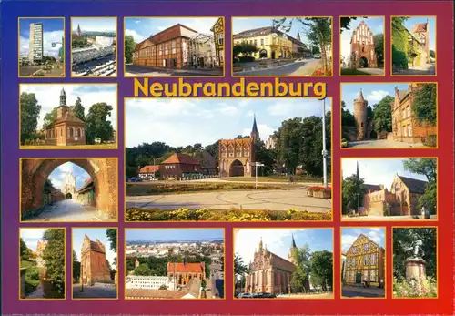 Ansichtskarte Neubrandenburg Sehenswürdigkeiten - Tore, Kirche, Wiekhaus 2005