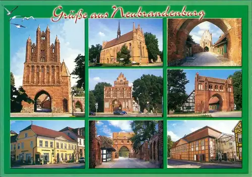 Ansichtskarte Neubrandenburg Tore, Kirche, Geschäfte 2005