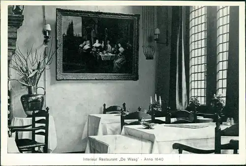 Postkaart Doesburg Restaurant „De Waag”: Interieur Anno 1640 1988